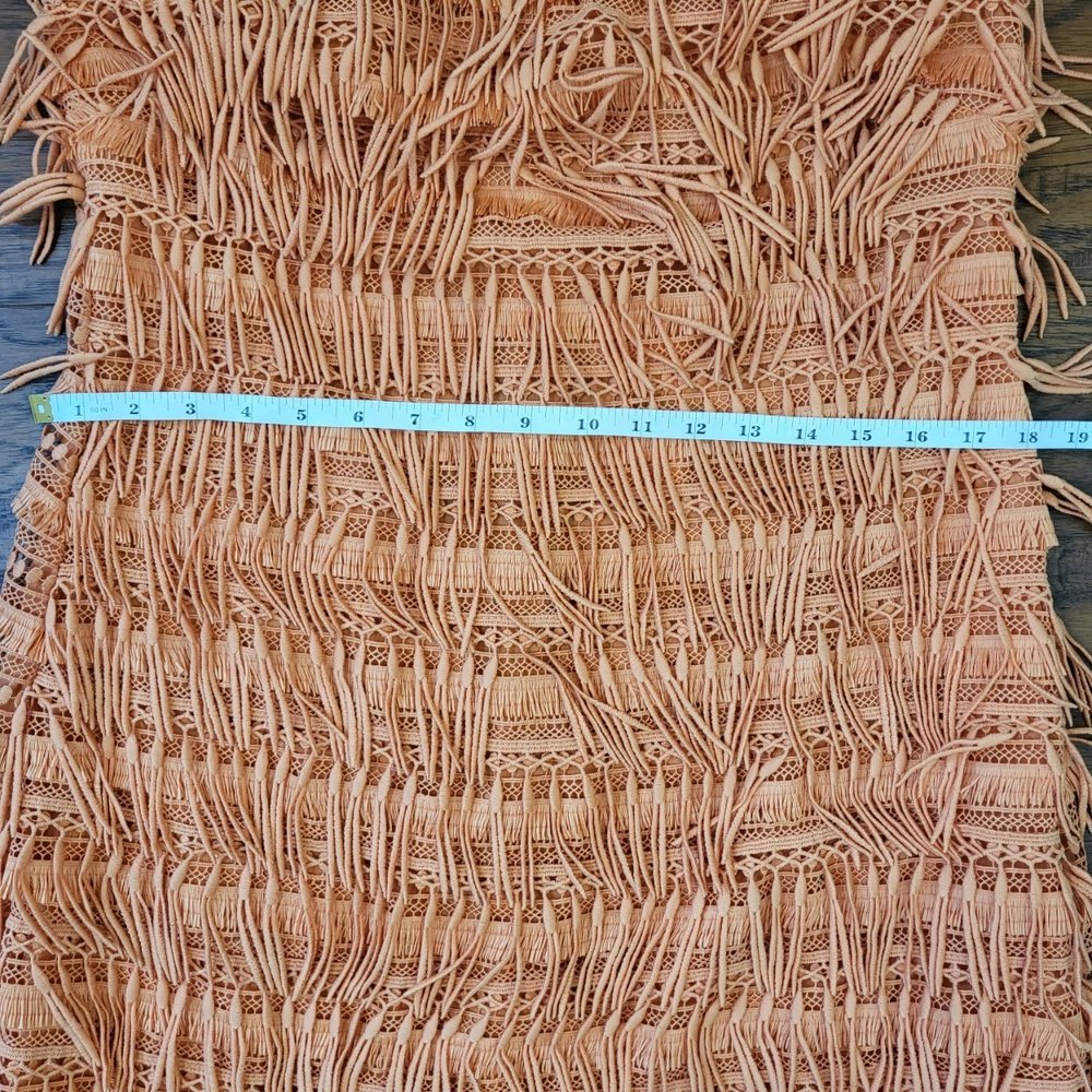NWT Anthropologie Let me be orange fringed tube boho dress size M - Picture 11 of 11